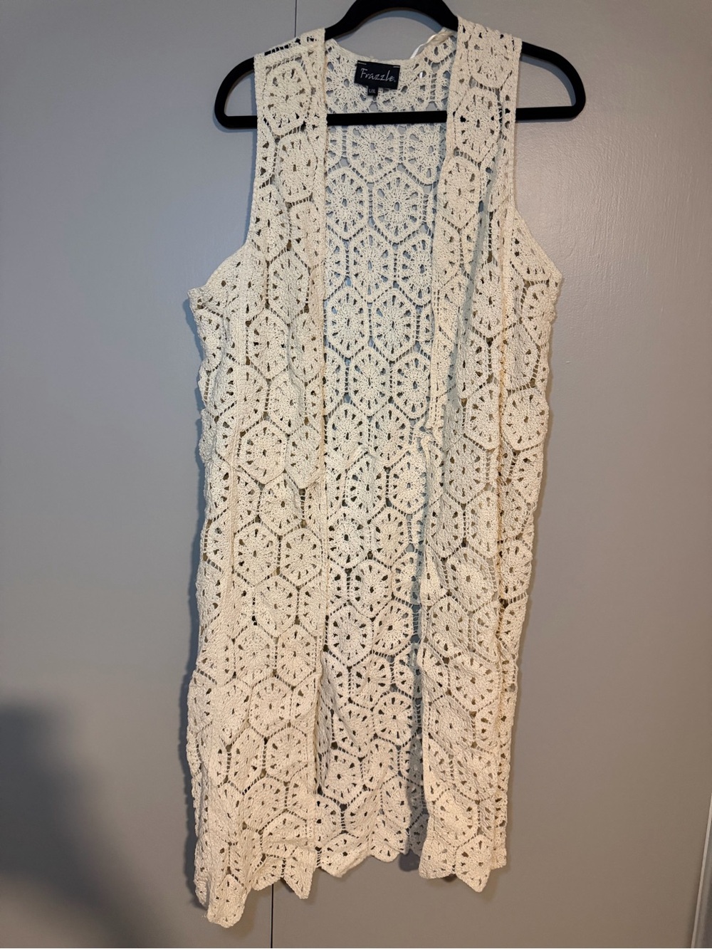 Francesca's Collections Cream Crochet Midi Dress